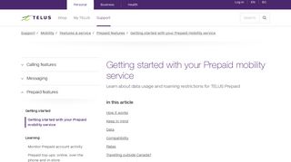 Getting started with your Prepaid mobility service | Support | TELUS.com