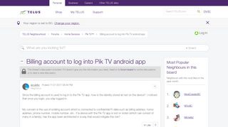 Billing account to log into Pik TV android app - TELUS Neighbourhood