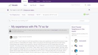 My experience with Pik TV so far - TELUS Neighbourhood