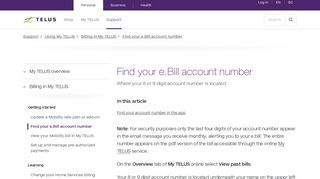 Find Your Mobility or Home Services Account Number | TELUS