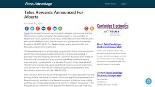 Telus Rewards Announced For Alberta - Press Advantage