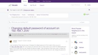 Changing default password of account on 192.168.1.254/ - TELUS ...