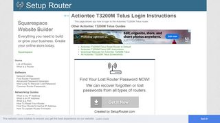 Login to Actiontec T3200M Telus Router - SetupRouter