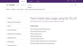 Track mobile data usage using My TELUS | Support | TELUS.com