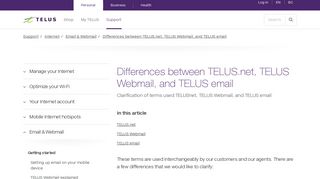 Differences between TELUS.net, TELUS Webmail, and TELUS email ...