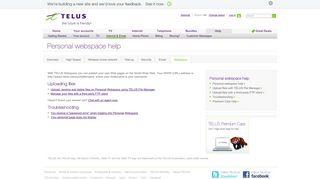 Personal webspace | Internet and email support | Help ... - Telus