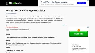 How to Create a Web Page With Telus | It Still Works