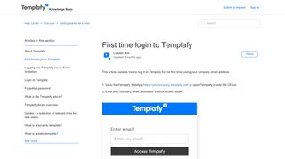 First time login to Templafy – Help Center