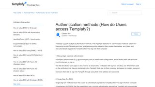 Authentication methods (How do Users access Templafy?) - Help Center
