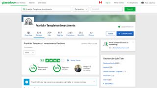Franklin Templeton Investments Reviews | Glassdoor.ca