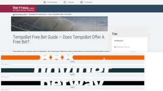 TempoBet Free Bet Guide - Betting.org