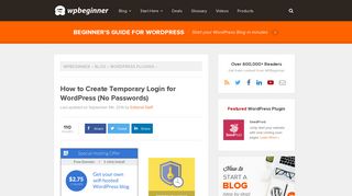 How to Create Temporary Login for WordPress (No Passwords)