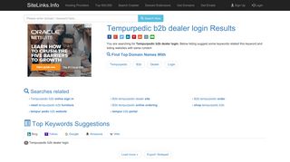 Tempurpedic b2b dealer login Results For Websites Listing