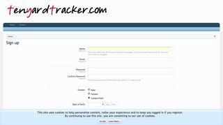 Sign up | Ten Yard Tracker Forum