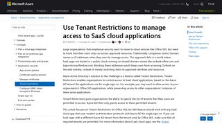 Manage access to cloud apps by restricting tenants - Azure | Microsoft ...