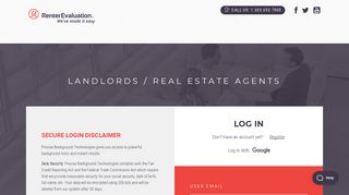 Landlord / Agents Login - Tenant Evaluation