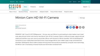 Minion Cam HD Wi-Fi Camera - PR Newswire