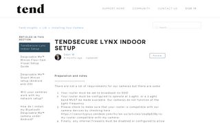 TendSecure Lynx Indoor Setup – Tend Insights