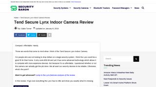 Tend Secure Lynx Indoor Camera Review - Security Baron