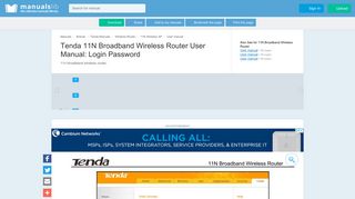 Login Password - Tenda 11N Broadband Wireless Router User ...