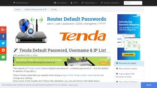 Tenda Default Password, Login & IP List (updated January 2019 ...