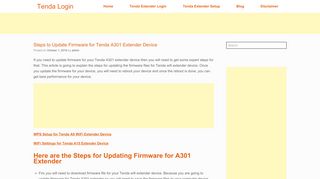 Steps to Update Firmware for Tenda A301 ... - re.tenda.cn Login