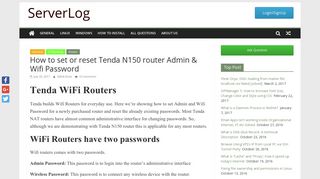 How to set or reset Tenda N150 router Admin & Wifi Password