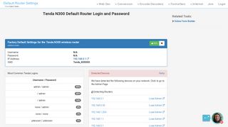 Tenda N300 Default Router Login and Password - Clean CSS