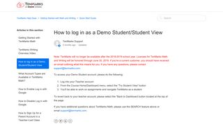 How to log in as a Demo Student/Student View – TenMarks Help Desk