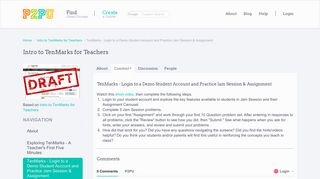 P2PU | Intro to TenMarks for Teachers | TenMarks - Login to a Demo ...