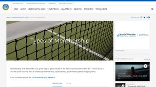 Types of Membership - Tennis BC