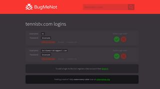 tennistv.com passwords - BugMeNot