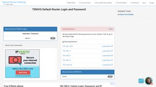 TENVIS Default Router Login and Password - Clean CSS