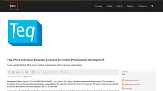 Teq Offers Individual Educator Licenses for Online Professional ...