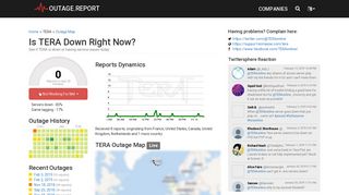 TERA Servers Down? Service Status, Outage Map, Problems History ...