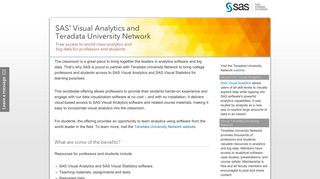 SAS Visual Analytics and the Teradata University Network | SAS