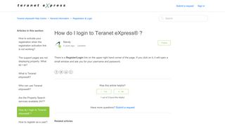 How do I login to Teranet eXpress® ? – Teranet eXpress® Help Centre