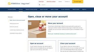 Open, close or move your account - FortisBC