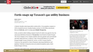 Fortis snaps up Terasen's gas utility business - The Globe and Mail