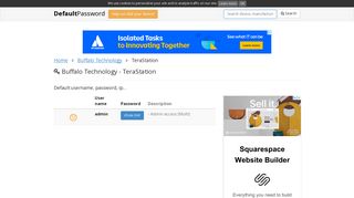Buffalo Technology - TeraStation default passwords