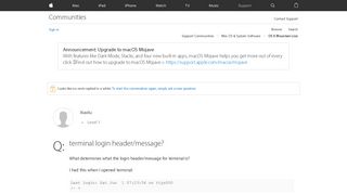 terminal login header/message? - Apple Community
