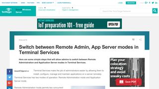Switch between Remote Admin, App Server modes in Terminal Services