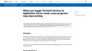 When you toggle Terminal Services to Application Server mode, some ...