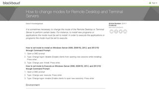How to change modes for Remote Desktop and Terminal Servers ...