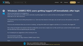 Windows 2008R2 RDS users getting logged off immediately after login
