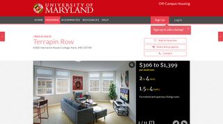 University of Maryland | Off Campus Housing Search | Terrapin Row ...
