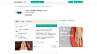 Terre Haute Savings Bank - 7 Locations, Hours, Phone Numbers …