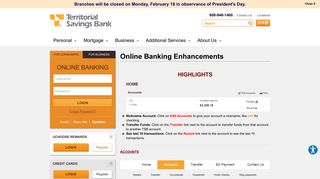 Online Banking Enhancements | Territorial Savings Bank