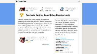 Territorial Savings Bank Online Banking Login - CC Bank