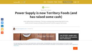 Power Supply is now Territory Foods (and has raised some cash ...